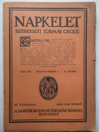 Tormay Cecile - Napkelet 1931. szeptember 1. 9. szm