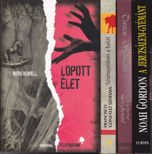 4 db krimi:R.Rendell:Lopott let (Pszichokrimi) + Noah Gordon:A Jeruzslem-gymnt + Schwartz:A genovai mregkever + F.G.Ledesma:Szomszdom a hall (spanyol krimi)