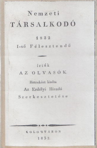 Nemzeti Trsalkod 1832 els flv (1-26. lapszmok egybektve)
