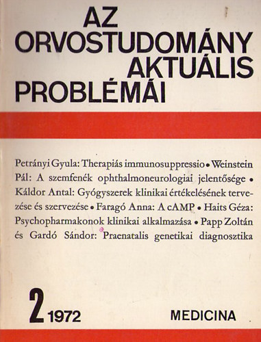 Fischer Antal (szerk.) - Az orvostudomány aktuális problémái 13. kötet 1972/2.
