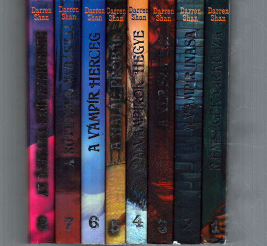 Darren Shan - Vmpr knyvek 1-8: Rmsgek cirkusza + A vmpr inasa + A Vrszipoly + A vmprok hegye + A hall prbi + A vmpr herceg + A sttsg vadszai + Az jszaka szvetsgesei (j llapot egysges sorozat-8db)