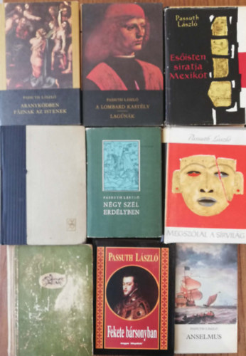 Passuth László - 9 kötet Passuth László regény(Aranyködben fáznak az istenek, A lombard kastély/Lagúnák, Esőisten siratja Mexikót, A mantuai herceg muzsikusa, Négy szél Erdélyben, Megszólal a sírvilág, sasnak körmei között, Fekete bársonyban, Ans