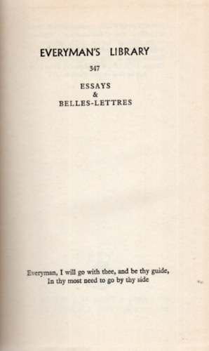 Everyman's Library - Essays and Belles-Lettres