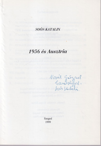 Sos Katalin - 1956 s Ausztria - dediklt