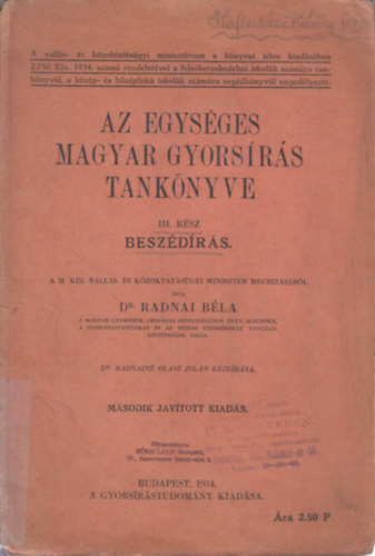 Radnai Bla dr. - Az egysges magyar gyorsrs tanknyve III.-Beszdrs
