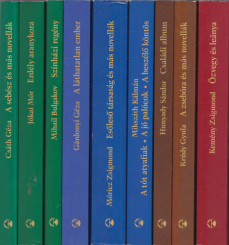 9 db ktet az letreszl olvasmnyok sorozatbl: zvegy s lenya + A zsebra + Csaldi album + A tt atyafiak - A j palcok - A beszl knts + Esles trsasg + A lthatatlan ember + Sznhzi regny + Erdly aranykora
