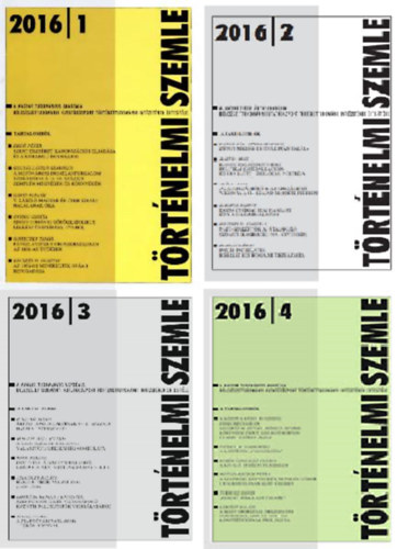 T�rt�nelmi szemle LVIII. �vfolyam, 2016 1-4. sz�m (teljes �vfolyam)
