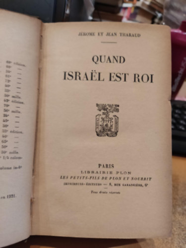 J�rome et Jean Tharaud - Quand Isra�l est roi
