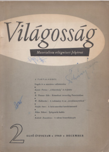 Benk Kroly, Egyed Lszl Ball Istvn - Vilgossg - materialista vilgnzeti folyirat - I. vfolyam 2. szm, 1960 december