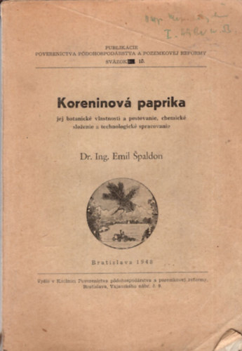 Dr. Ing Emil Spaldon - Koreninov� paprika - Szlov�k n�v�nytermeszt�s