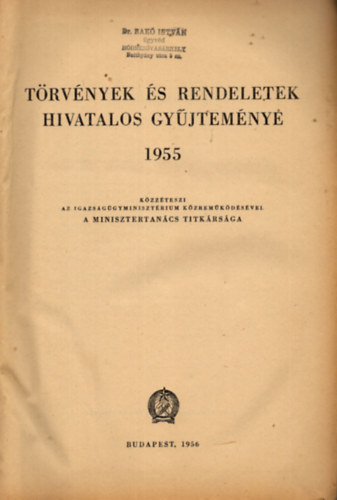 Trvnyek s rendeletek hivatalos gyjtemnye 1955