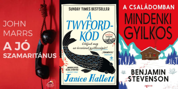 Benjamin Stevenson, John Marrs Janice Hallett - 3 db krimi: A Twyford-k�d + A csal�domban mindenki gyilkos + A j� szamarit�nus