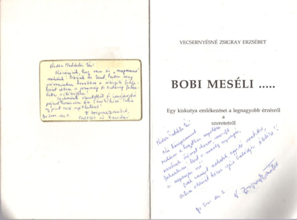 Vecserny�sn� Zsigray Erzs�bet - Bobi mes�li... dedik�lt ( Egy kiskutya eml�kez�sei a legnagyobb �rz�sr�l a szeretetr�l )