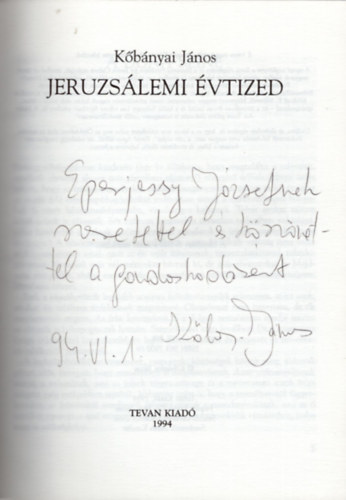 Kbnyai Jnos - Jeruzslemi vtized- dediklt
