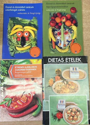 Dr. Paragh Gy�rgy, Nincs felt�ntetve Gyurcs�n� Kondr�t Ilona - 4 darab szak�csk�nyv: �trendi aj�nl�sok cukorbetegeknek - �trendi �s �letm�dbeli tan�csok cukorbetegek sz�m�ra - �trendi �s �letm�dbeli tan�csok hiperlipoprotein�mi�ban - Di�t�s �telek