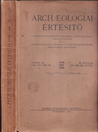 Archaeologiai Értesítő 1946-1947-1948 teljes évfolyam