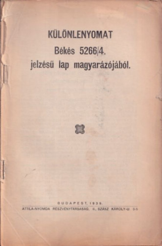 Klnlenyomat Bks 5266/4. jelzs lap magyarzjbl