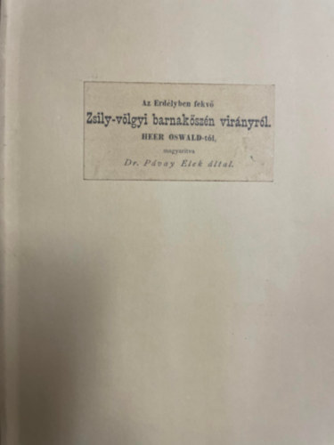 Dr. Pávay Elek (ford.) - Az Erdélyben fekvő Zsily-völgyi barnakőszén virányról