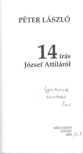 Pter Lszl - 14 rs Jzsef Attilrl - dediklt