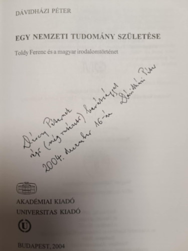 D�vidh�zi P�ter - Egy nemzeti tudom�ny sz�let�se