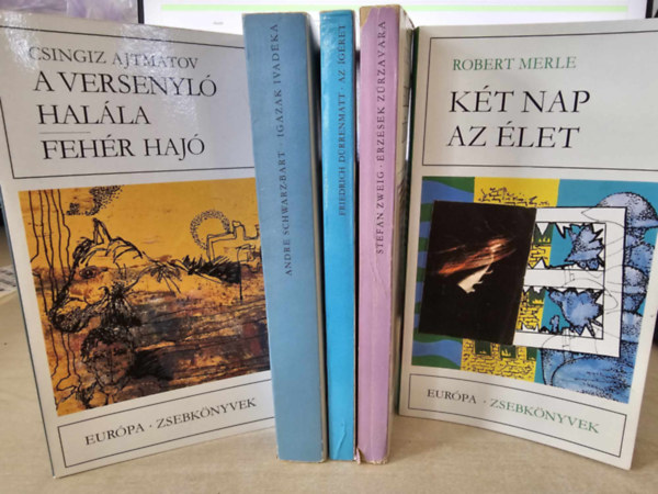 Robert Merle, Friedrich Drrenmatt, Andre Schwarz-Bart, Csingiz Ajtmatov Stefan Zweig - 5db Eurpa zsebknyv: rzsek zrzavara+ Kt nap az let+ Az gret+ Igazak ivadka+ A versenyl halla/ Fehr haj - KNYVMENT AJNLAT