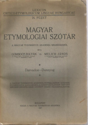 Gombocz Zoltán-Melich János - Magyar etymologiai szótár IX. füzet