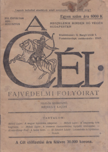 Mhely Lajos  (szerk.) - A Cl (Fajvdelmi folyirat) XVI. vfolyam 1926. augusztus