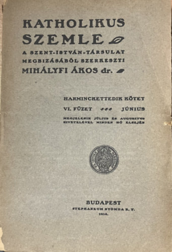 Katolikus szemle 1918. június