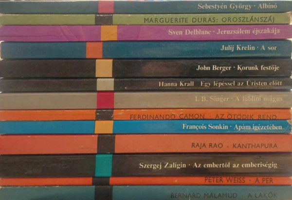 Marguerite Duras, Sven Delblanc, Julij Krelin, John Berger, Hanna Krall, I. B. Singer, Ferdinando Camon, Francois Sonkin, Raja Rao, Szergej Zaligin Sebestyn Gyrgy - 13 db a Modern Knyvtr sorozatbl