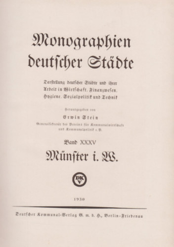 Erwin Stein (Hrsg.) - Mnster i. W. (Monographien deutscher stdte)