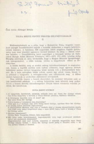 K�hegyi Mih�ly Ga�l Attila - Tolna megye Pesthy Frigyes Helyn�vt�r�ban II. - Dedik�lt - K�l�nlenyomat