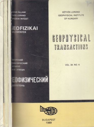 Geofizikai Közlemények - Geophysical Transactions Vol. 34. /1-4. (3 kötetben)