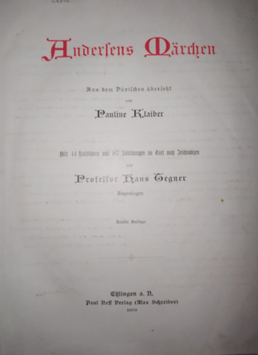 Andersens M�rchen - Andersen mes�k. (N�met nyelv�, g�tbet�s, 2. kiad�s)