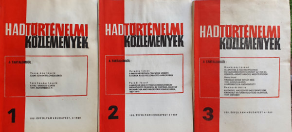 �cs Tibor  (szerk.) - Hadt�rt�nelmi K�zlem�nyek 1989. 102. �vfolyam 1-3. teljes �vfolyam