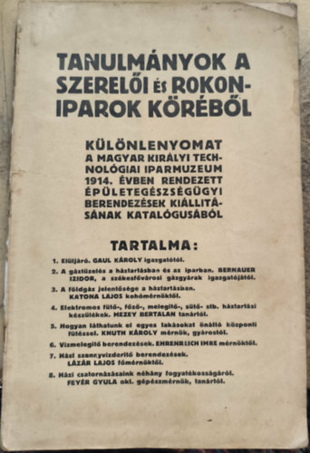 Tanulmányok a szerelői és rokoniparok köréből (1914)
