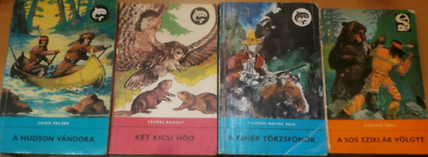 Thomas Mayne Reid, Szürke Bagoly, Louis Vaczek Hosszú Toll - 4 db Delfin regények: A fehér törzsfőnök + A Hudson vándora + A sós sziklák völgye + Két kicsi hód