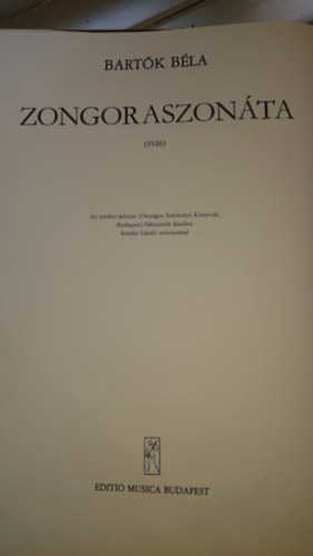 Bartk Bla - Zongoraszonta (1926) - nagyalak fakszimile kiads
