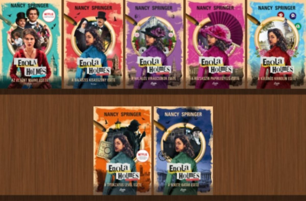 Nancy Springer - Enola Holmes sorozat 1-7. (Az elt�nt m�rki esete, A balkezes kisasszony esete, A hal�los vir�gcsokor esete, A r�zsasz�n pap�rlegyez� esete, A k�l�n�s krinolin esete, A titokzatos lev�l esete, A fekete bat�r esete)