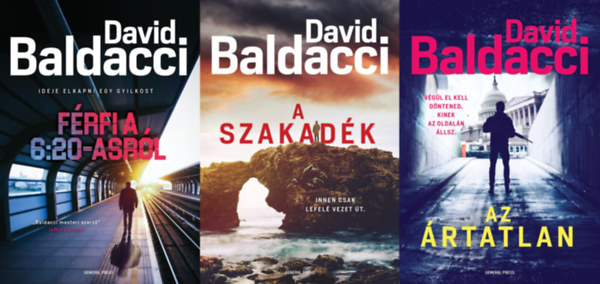 David Baldacci - 3 db David Baldacci krimi a Travis Devine s a Will Robbie sorozatokbl: Frfi a 6:20-asrl + A szakadk + Az rtatlan (A Travis Devine sorozat 1. s 2. rsze s a Will Robbie sorozat 1. rsze))