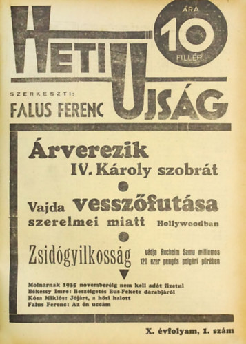 Falus Ferenc  Falus Ferenc (szerk.) - Heti Ujsg. X. vf. 1-22. szm