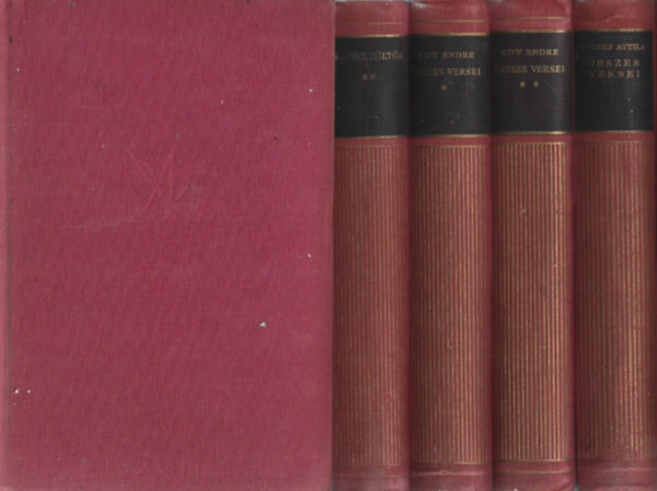 5 db Aranyk�nyvt�r, Magyar k�lt�k I-II., Ady Endre �sszes versei I-II., J�zsef Attila �sszes versei