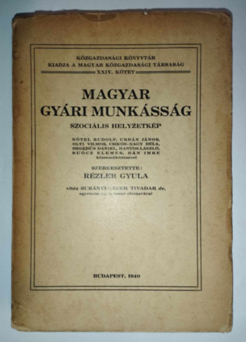 Rzler Gyula  (szerk.) - Magyar gyri munkssg - Szocilis helyzetkp