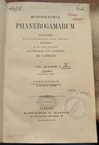 Monographiae phanerogamarum : Prodromi nunc continuatio, nunc revisio