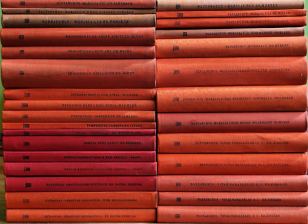 Pausanias, Plato, Pamprepius Panopolitanus, Porphüriosz, Pindarosz, Procopius of Caesarea Plutarchus (Plutarkhosz) - Bibliotheca Teubneriana - 8. könyvcsomag (30 kötet) (görög-latin nyelven)