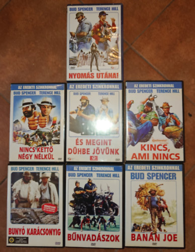 Terence Hill Bud Spencer - 7 DVD Bud Spencer fszereplsvel: Buny karcsonyig, Bnvadszok, Bann Joe, Nincs kett ngy nlkl, s megint dhbe jvnk, Kincs, ami nincs, Nyoms utna!