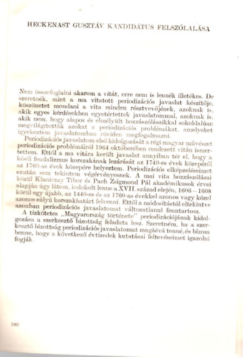 Heckenast Gusztáv felszólalása - Vita a feudális kori magyar történelem periodizációjáról - Különlenyomat
