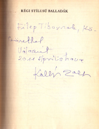 Kalls Zoltn - Balladk knyve (dediklt)
