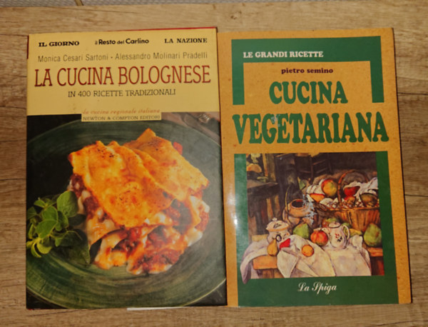 Pietro Semino - 2 olasz nyelvű gasztronómiával foglalkozó könyv: Cucina vegetáriana, La cucina Bolognese