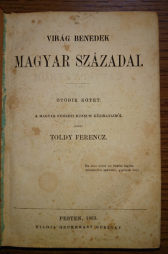 Virg Benedek - Magyar szzadai - tdik ktet