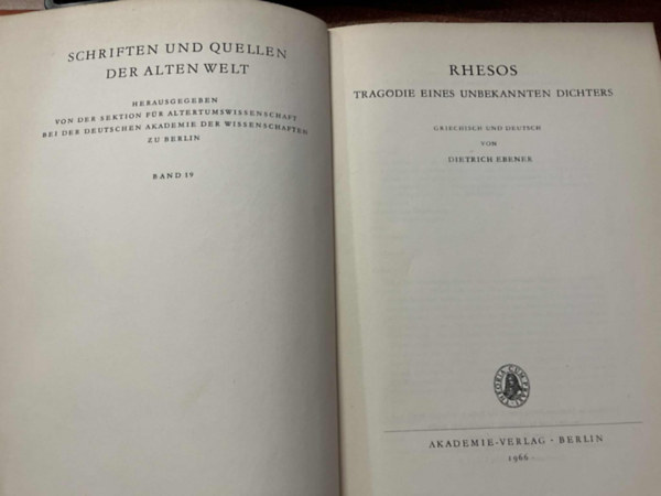 Rhesos : Trag�die eines unbekannten Dichters